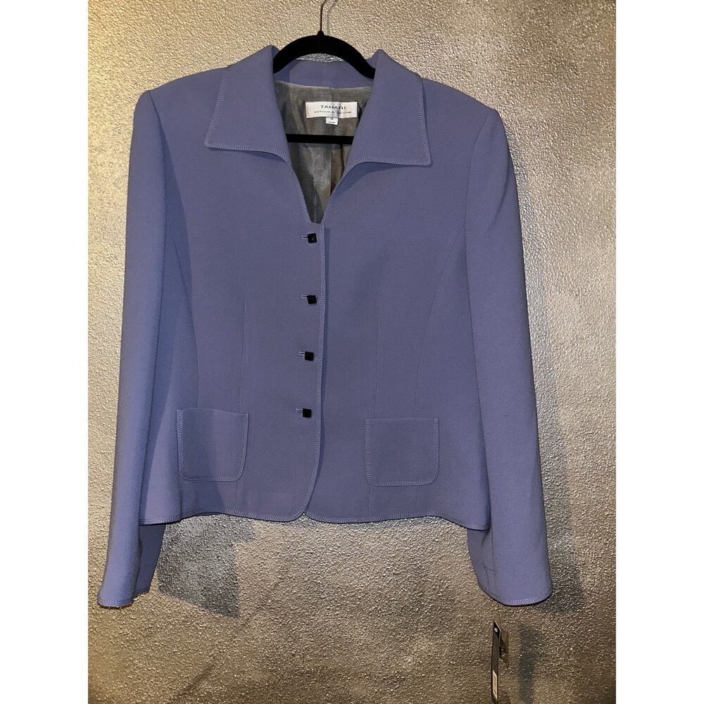 Tahari ASL Iris Skirt Suit Set 16 NWT Purple Blazer Pencil Skirt Career Business - Picture 6 of 12